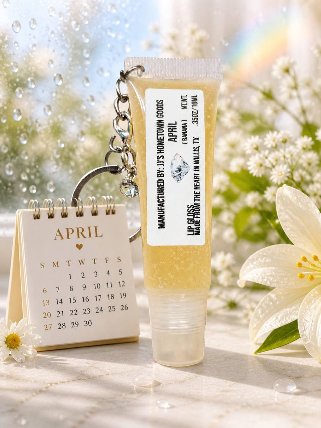 April Birthstone Banana Scented Keychain Lip Gloss