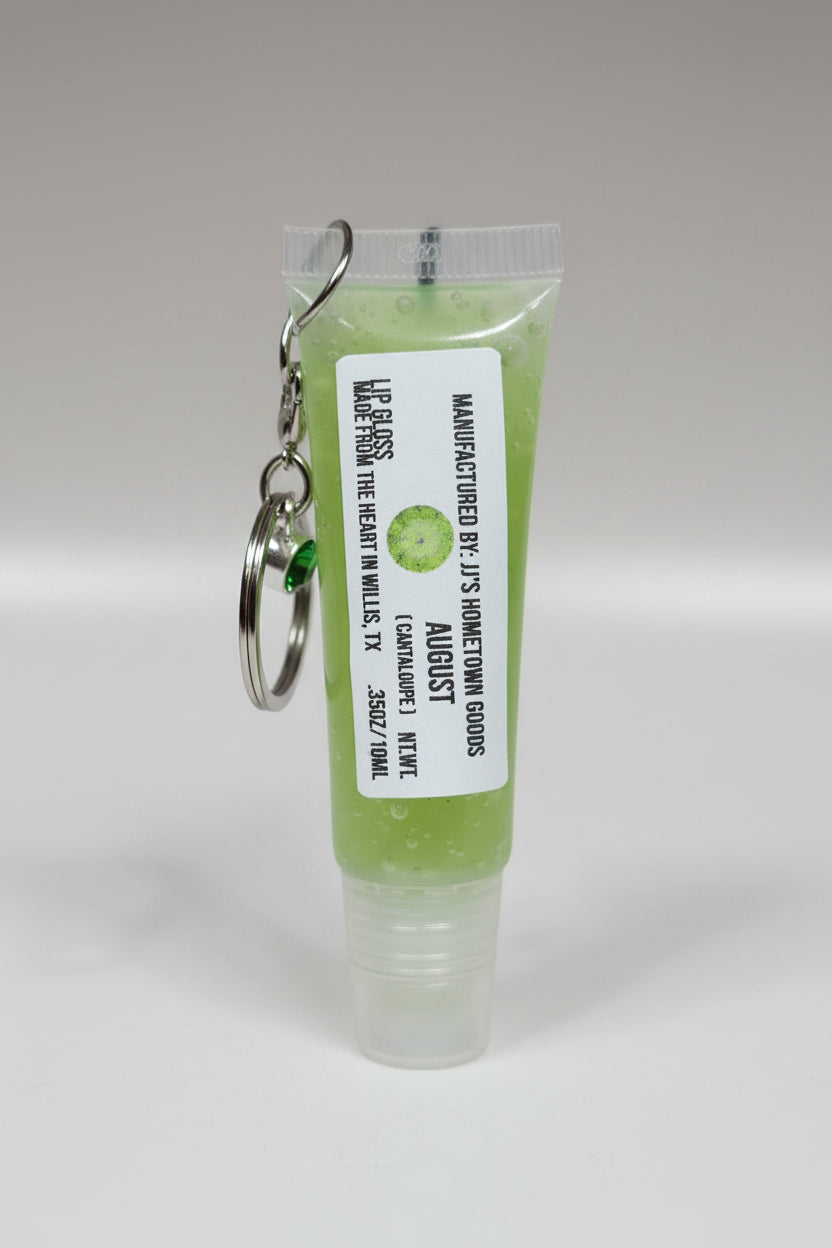 August Birthstone Cantaloupe Scented Keychain Lip Gloss
