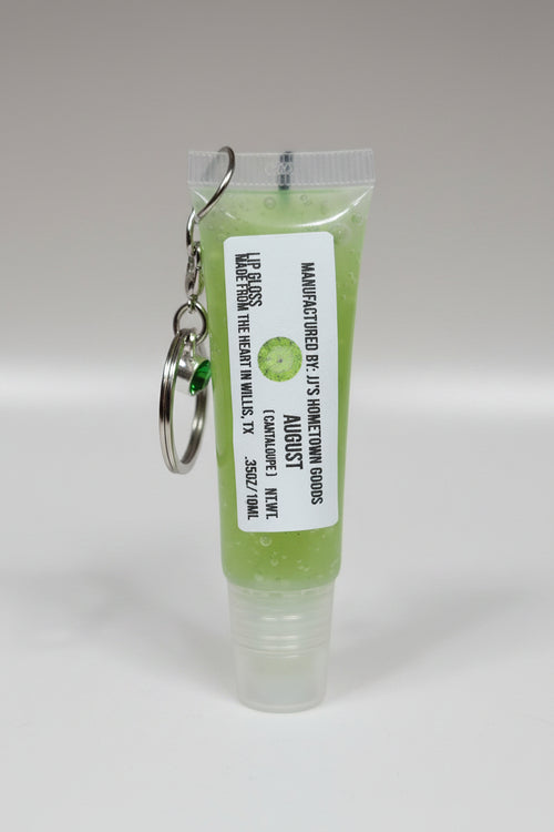 August Birthstone Cantaloupe Scented Keychain Lip Gloss