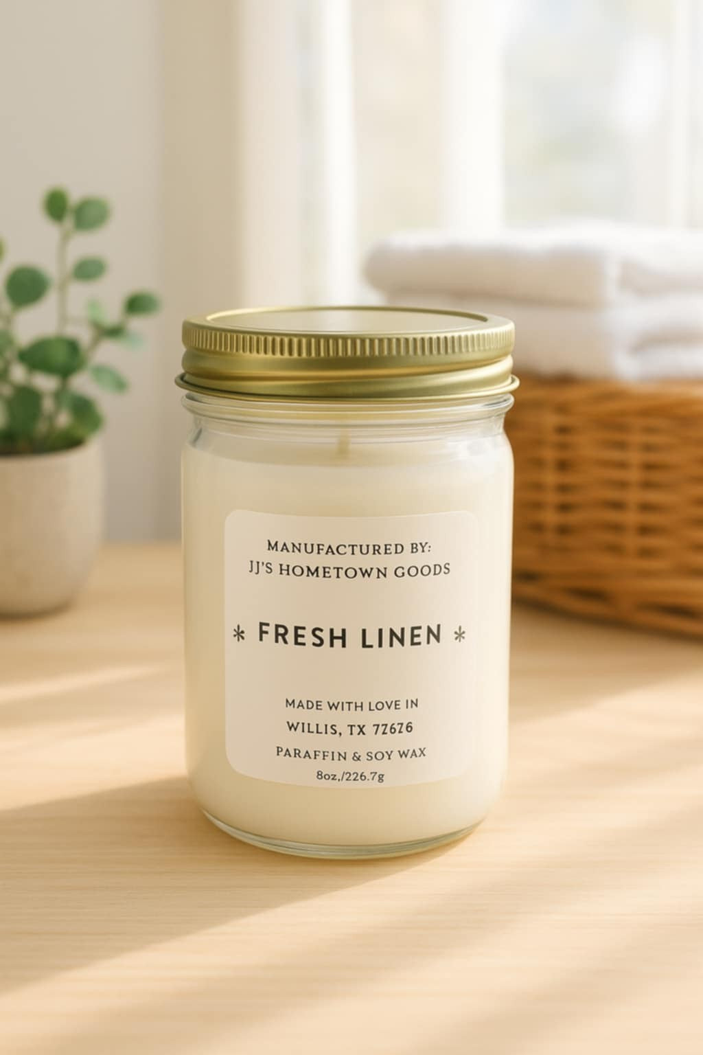 Fresh Linen Scented 8oz Candle