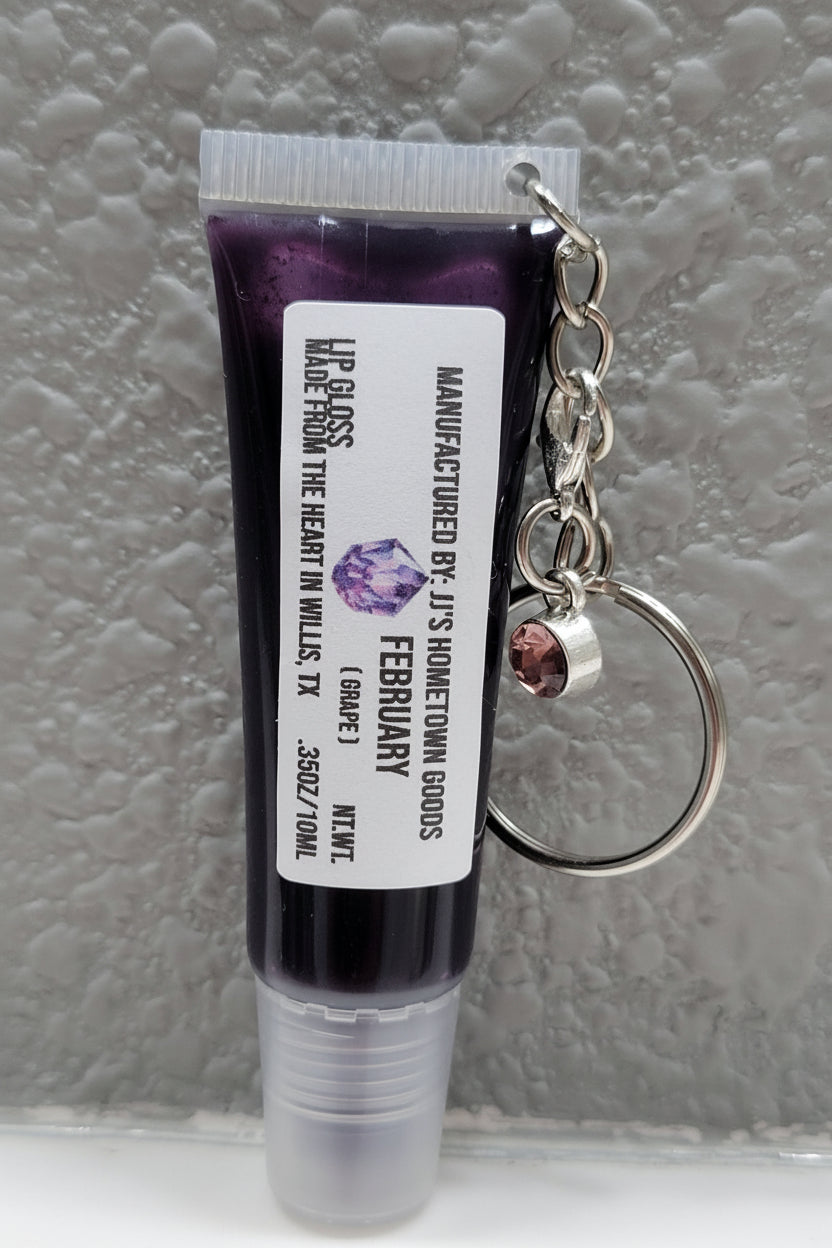 February Birthstone Grape Scented Keychain Lip Gloss