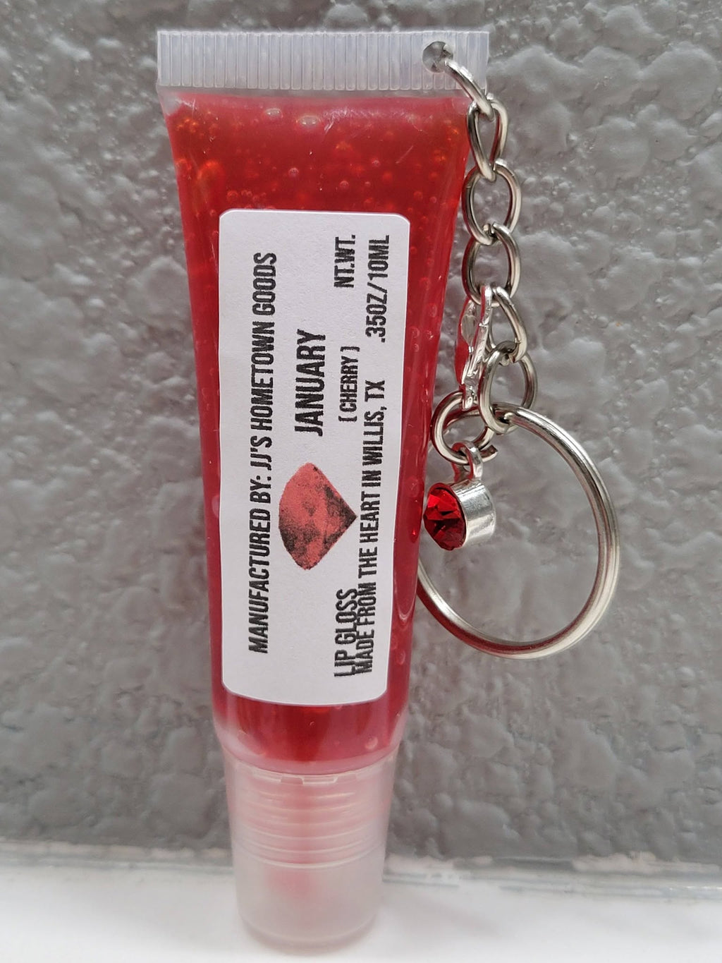 January Birthstone Cherry Scented Keychain Lip Gloss