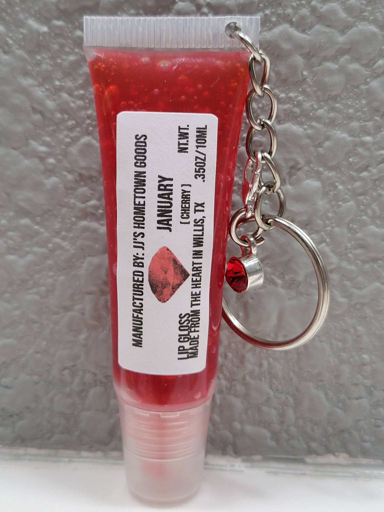 January Birthstone Cherry Scented Keychain Lip Gloss