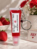 July Birthstone Strawberry Scented Keychain Lip Gloss