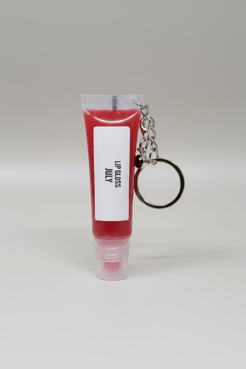 July Birthstone Strawberry Scented Keychain Lip Gloss