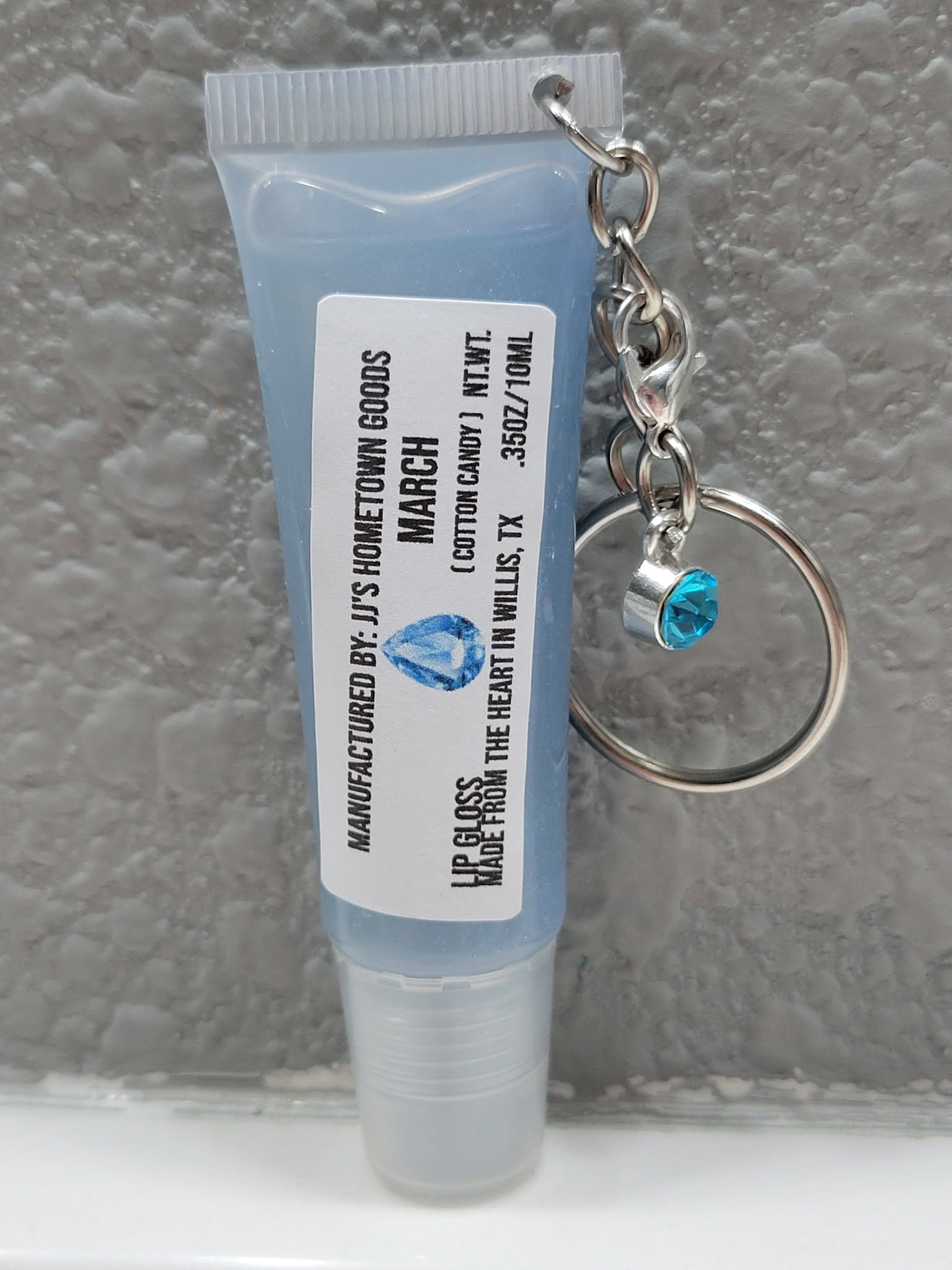 March Birthstone Cotton Candy Scented Keychain Lip Gloss