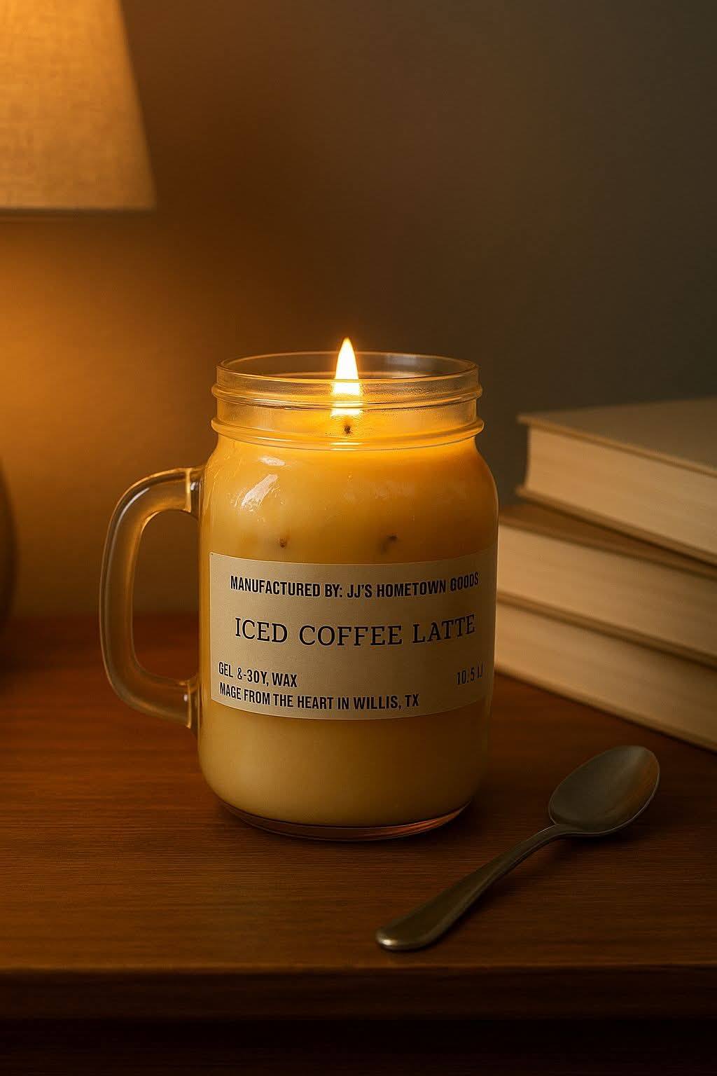 Iced Coffee Latte Scented 4oz Mason Jar Candle