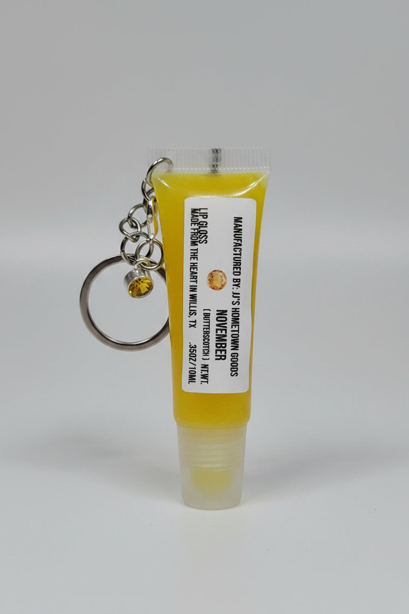 November Birthstone Butterscotch Scented Keychain Lip Gloss