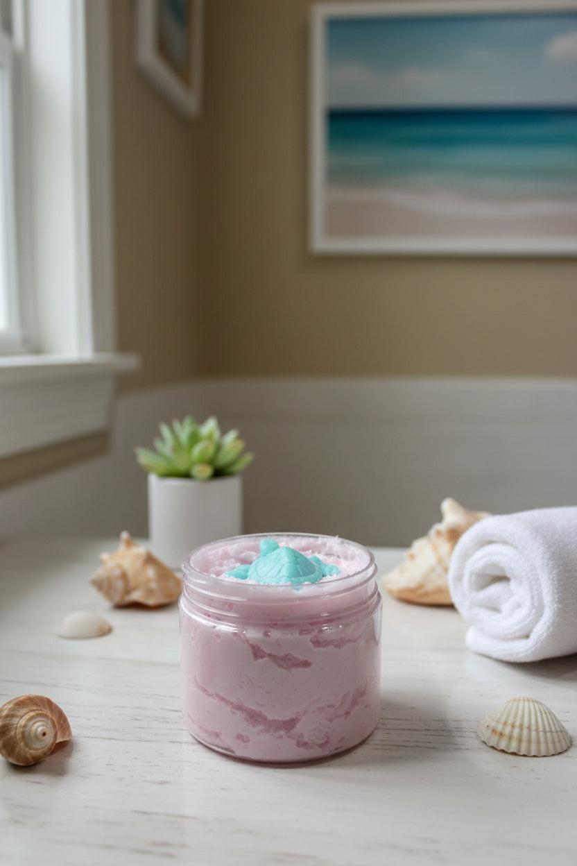 Foaming Pink Sands Scented Sugar Body Scrub With Soap Embeds
