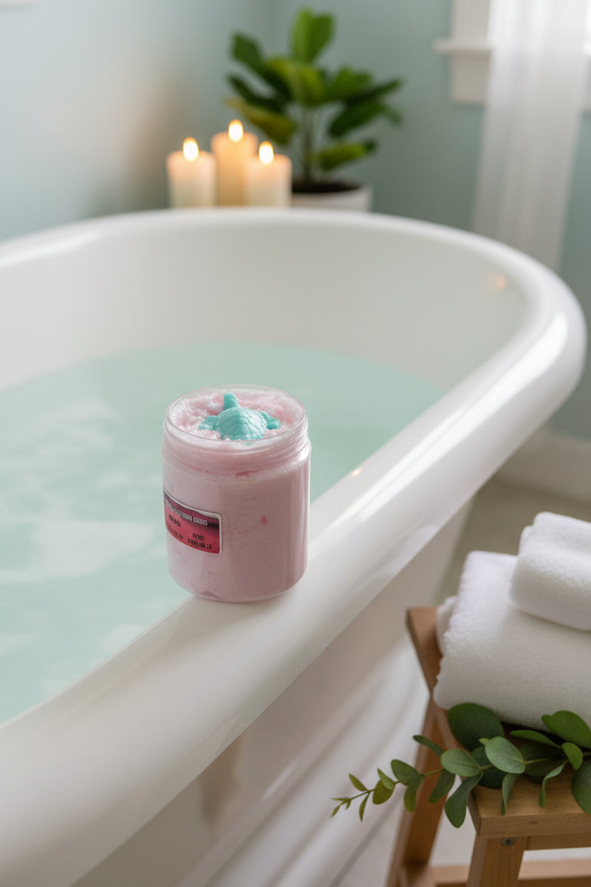 Foaming Pink Sands Scented Sugar Body Scrub With Soap Embeds